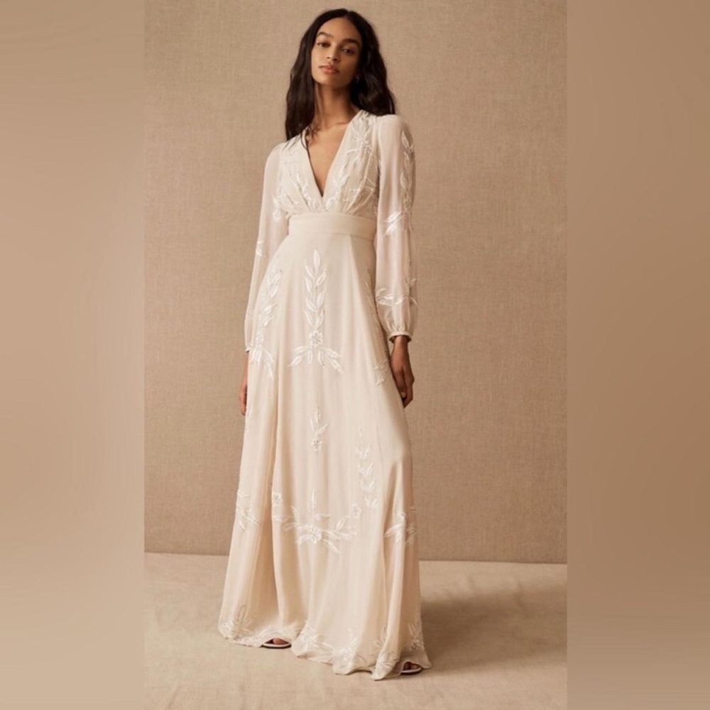 Anthropologie Women's White and Cream Dress.